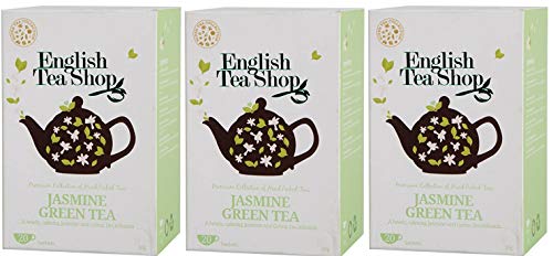 English Tea Shop té verde orgánico jazmín – 20 bolsitas de té de papel (paquete de 3)