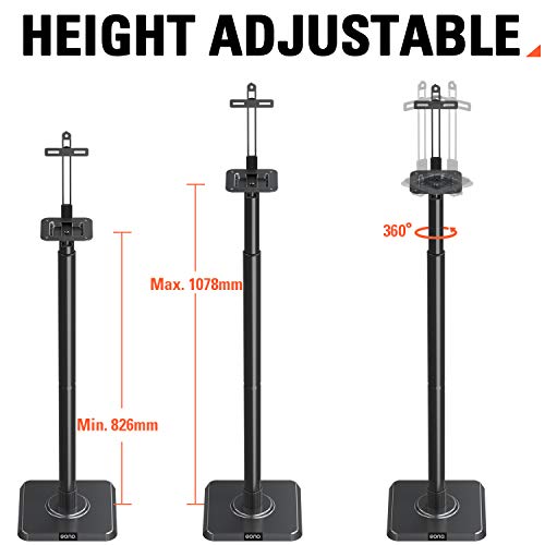 Eono by Amazon - Pies para Altavoz, Soporte de Altavoz Ajustables en Altura para JBL Bose Sony Yamaha con Gestión de Cables Incorporada, Ideal para Altavoces de Hi-Fi/Estéreo o Cine en Casa hasta 5 kg