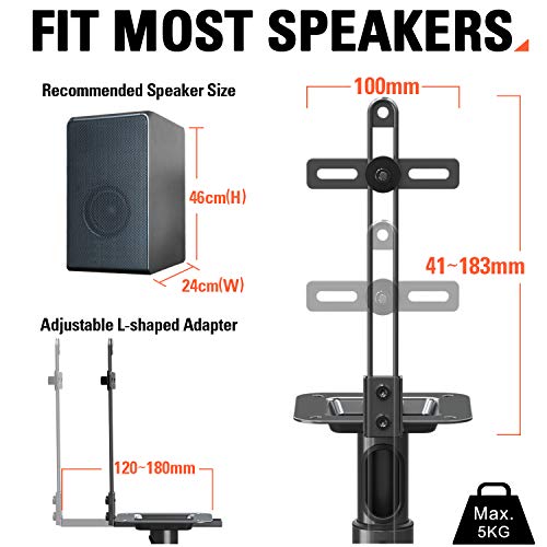 Eono by Amazon - Pies para Altavoz, Soporte de Altavoz Ajustables en Altura para JBL Bose Sony Yamaha con Gestión de Cables Incorporada, Ideal para Altavoces de Hi-Fi/Estéreo o Cine en Casa hasta 5 kg