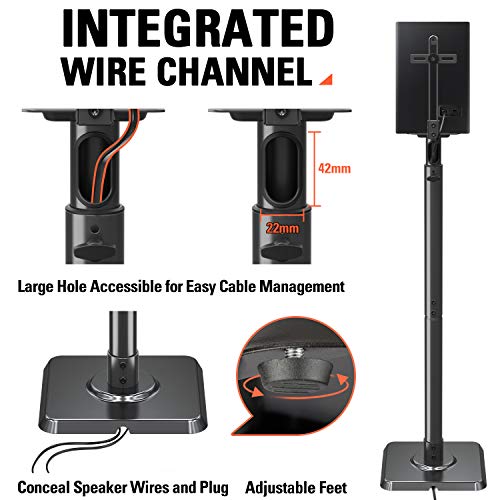 Eono by Amazon - Pies para Altavoz, Soporte de Altavoz Ajustables en Altura para JBL Bose Sony Yamaha con Gestión de Cables Incorporada, Ideal para Altavoces de Hi-Fi/Estéreo o Cine en Casa hasta 5 kg