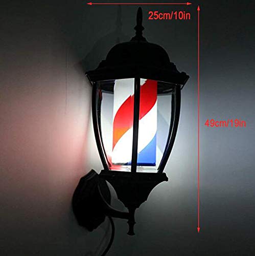 EOVL Poste De Barbero Pequeño Luminoso De Exteriores Poste De Peluqueria Barber Pole Exterior Led Light Para Peluquería Salón Tienda Firmar Pared- Montado Lámpara - Rojo Azul Y Blan