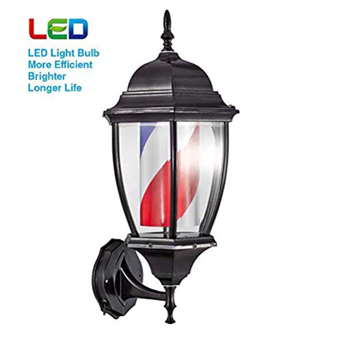 EOVL Poste De Barbero Pequeño Luminoso De Exteriores Poste De Peluqueria Barber Pole Exterior Led Light Para Peluquería Salón Tienda Firmar Pared- Montado Lámpara - Rojo Azul Y Blan