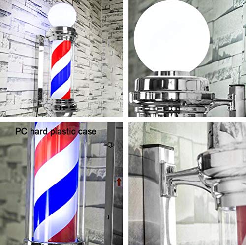 EOVL Poste De Barbero Pequeño Luminoso De Exteriores Poste De Peluqueria Barber Pole Exterior Led Light Para Peluquería Salón Tienda Firmar Pared- Montado Lámpara - Rojo Azul Y Blan