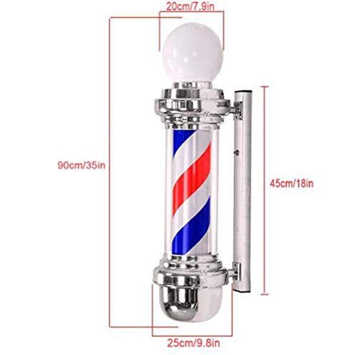 EOVL Poste De Barbero Pequeño Luminoso De Exteriores Poste De Peluqueria Barber Pole Exterior Led Light Para Peluquería Salón Tienda Firmar Pared- Montado Lámpara - Rojo Azul Y Blan