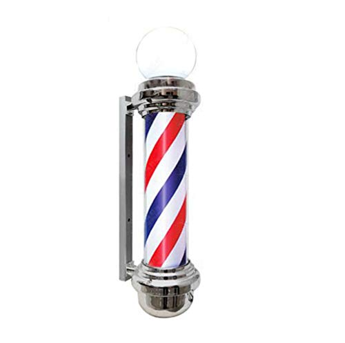 EOVL Poste De Barbero Pequeño Luminoso De Exteriores Poste De Peluqueria Barber Pole Exterior Led Light Para Peluquería Salón Tienda Firmar Pared- Montado Lámpara - Rojo Azul Y Blan
