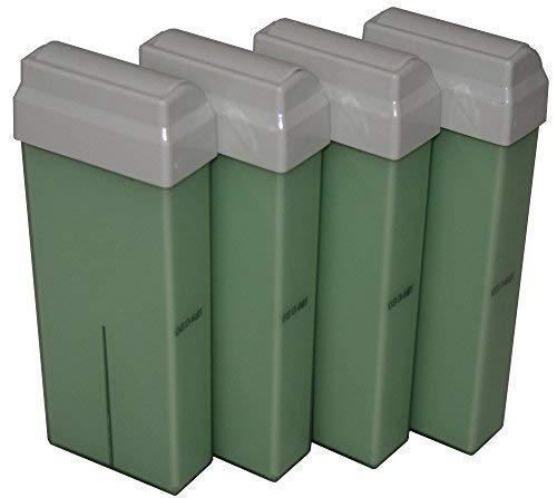 Epilwax Kit Depilacion Calentador de Cera Roll On Tibia Fundidor Electrico Profesional Easy Wax Depilación con Bandas : con 4 Cartuchos roll-on de Cera Aléo Vera de 100 ml, 1 Paquete de 100 Bandas Depilatorias y una botella de 250 ml de aceite post- Depil