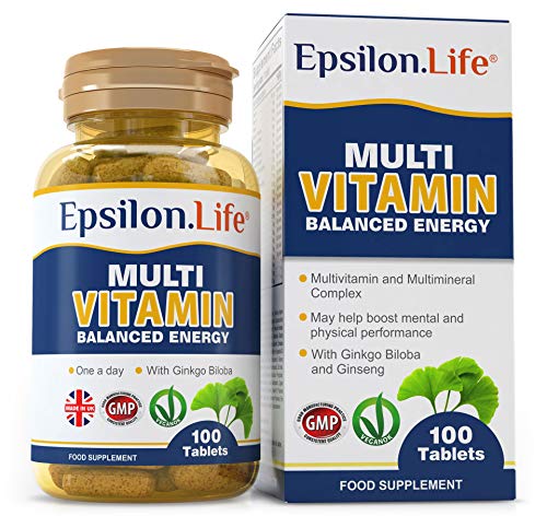 Epsilon Complejo Multivitaminas con Minerales - 100 Comprimidos - Fórmula Equilibrada Para Aumentar la Energía y la Vitalidad - Multivitamínico - Polivitamínico - Vitaminas