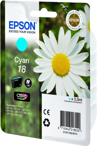 Epson C13T18024010 - Cartucho de tinta, cian válido para los modelos Expression Home XP-425, XP-422, XP-415, XP-412, XP-212, XP-202, XP-102 y otros, Ya disponible en Amazon Dash Replenishment, Normal