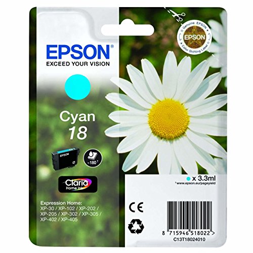 Epson C13T18024010 - Cartucho de tinta, cian válido para los modelos Expression Home XP-425, XP-422, XP-415, XP-412, XP-212, XP-202, XP-102 y otros, Ya disponible en Amazon Dash Replenishment, Normal