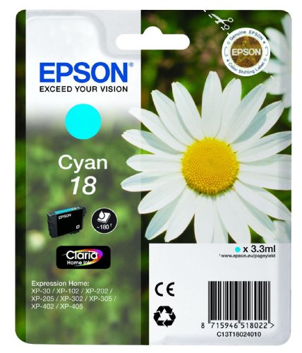 Epson C13T18024010 - Cartucho de tinta, cian válido para los modelos Expression Home XP-425, XP-422, XP-415, XP-412, XP-212, XP-202, XP-102 y otros, Ya disponible en Amazon Dash Replenishment, Normal