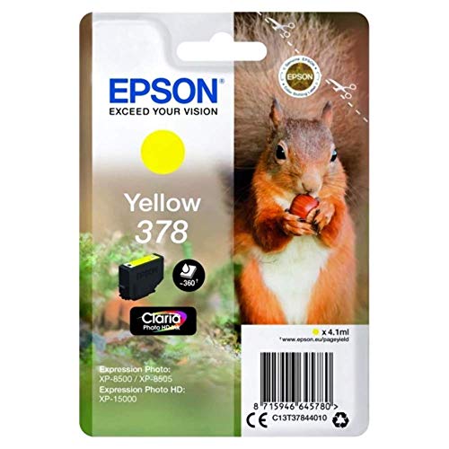 Epson C13T37844010 - Cartucho de tinta para impresoras Expression Photo, 360 páginas, color amarillo, 4.1 ml, Ya disponible en Amazon Dash Replenishment