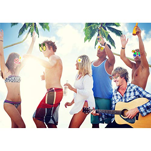 EQLEF Gafa Hawaiana Novedad Gafas de Vestir temática Tropical Fiesta Bolsa Piña Flamingo Gafas de Cerveza con Pinzas de Pelo de Fiesta para decoración y diversión