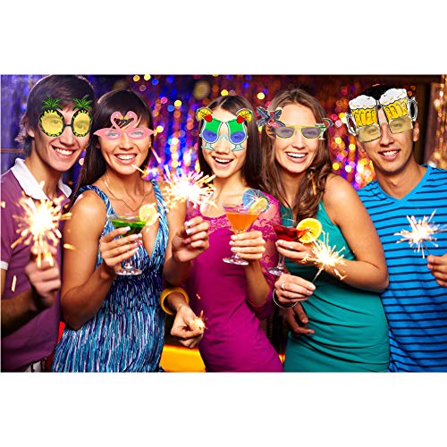 EQLEF Gafa Hawaiana Novedad Gafas de Vestir temática Tropical Fiesta Bolsa Piña Flamingo Gafas de Cerveza con Pinzas de Pelo de Fiesta para decoración y diversión