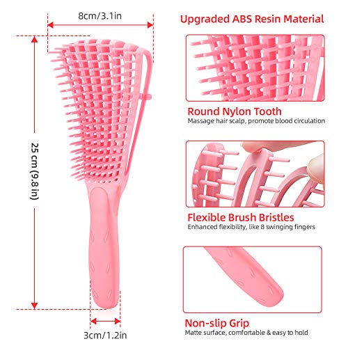 Ertisa Cepillo desenredante, paquete de 2 cepillos desenredantes para cabello rizado natural, cepillos para el cabello con peine para bordes con textura afro 3a a 4c ondulado para cabello húmedo/seco