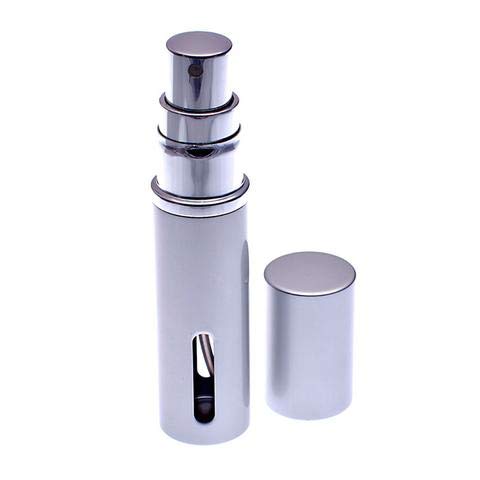 Esencial calidad plata spray vacío atomizador de perfume con ventana para bolso y viajes, 10 ml., rellenable, incluye embudo