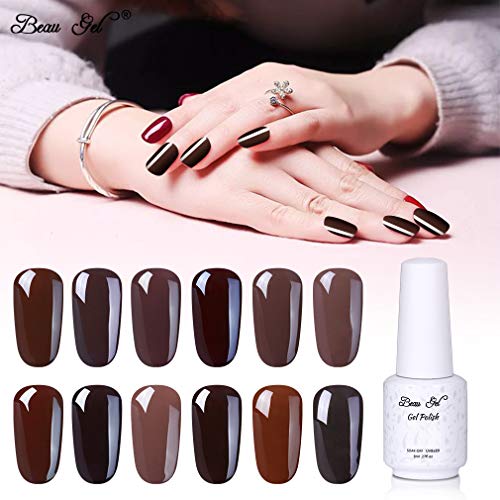 Esmaltes Semipermanentes Esmalte de Uñas de Gel Color Café Marrón Pintauñas Semipermanente Manicura y Pedicura UV LED Soak Off 8ml de Beau Gel - KFZ001