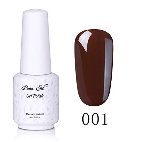 Esmaltes Semipermanentes Esmalte de Uñas de Gel Color Café Marrón Pintauñas Semipermanente Manicura y Pedicura UV LED Soak Off 8ml de Beau Gel - KFZ001