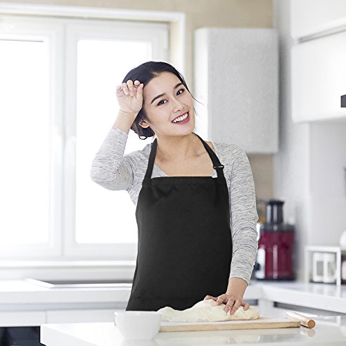 esonmus Delantal de Cocina de Poliéster, con Tira de Cuello Ajustable y 2 Bolsillos, para Hornear Jardinería Restaurante Barbacoa, para Hombres y Mujeres