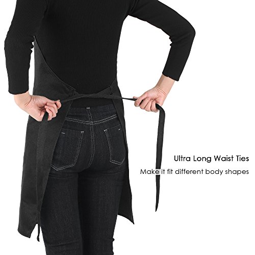 esonmus Delantal de Cocina de Poliéster, con Tira de Cuello Ajustable y 2 Bolsillos, para Hornear Jardinería Restaurante Barbacoa, para Hombres y Mujeres