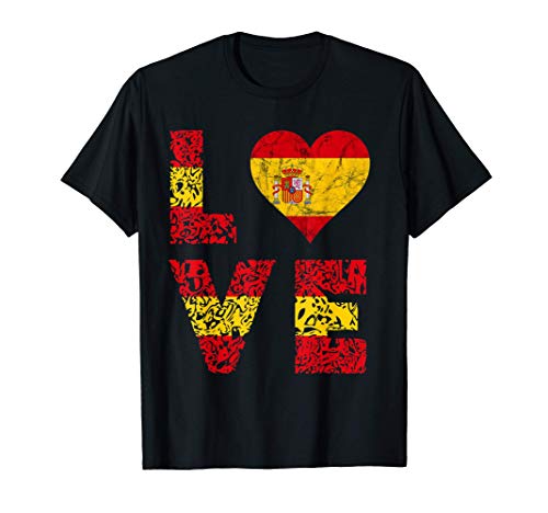 España Amor Español Corazón Bandera Love España Amante Camiseta