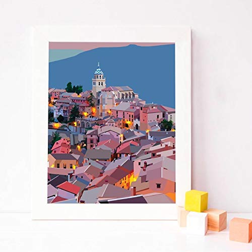 España Poster Wall Art Prints Colorful Artwork Aragon Poster Teruel Art Canvas Painting Spanish Nursery Wall Decor 50X70CM SIN marco