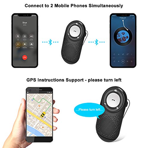 (Español) Manos Libres para Coche Kit Auto Power On Adaptador Audio Bluetooth con Siri y Google Asistente, Altavoz Fuerte con Subwoofers, Soporta GPS, Música, Altavoz Inalámbrico para Móviles