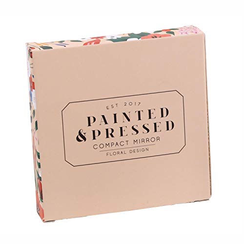 Espejo compacto pintado y prensado – flores rojas