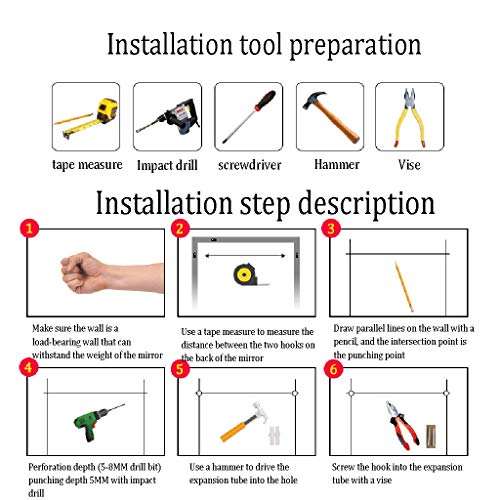Espejo de baño Espejo de Baño LED Marco Negro Arte de Hierro Redondo Montado en La Pared Espejo De Vestir Interruptor Táctil/Antivaho, Luz Blanca Espejo de Maquillaje