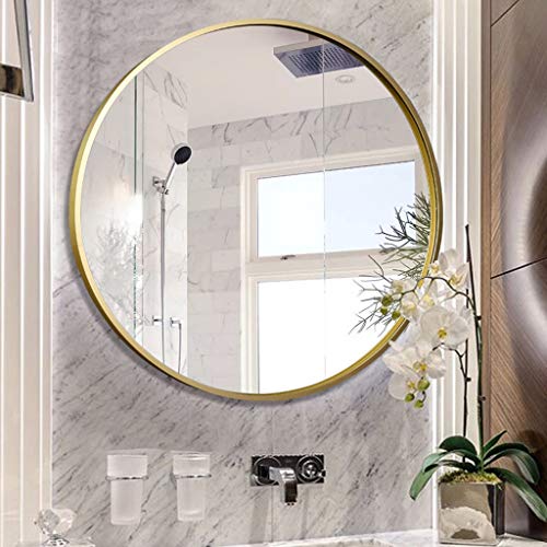 Espejo De BañO Espejo De Vanidad Espejo Redondo De Metal NóRdico Maquillaje De Pared / Espejo For Vestirse Marco De Metal Panel De Vidrio Espejo Decorativo De Pared DiáMetro 50/60 / 70cm Negro, Dora