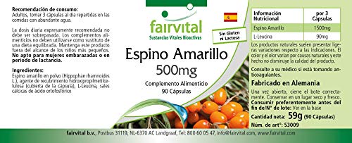 Espino amarillo 500mg - Omega 7 vegano - Dosis elevada - 90 Cápsulas - Calidad Alemana
