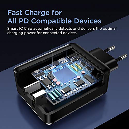 ESR 30W Cargador USB C con Power Delivery, 18W PD para iPhone SE 2020/11/11 Pro/11 Pro MAX/XR/XS MAX/XS/X/8/8 Plus, iPad 8/iPad Air 2020, Galaxy S20/S20+/S10/S10+/S9/S9+/Note 10, Airpods Pro, Xiaomi