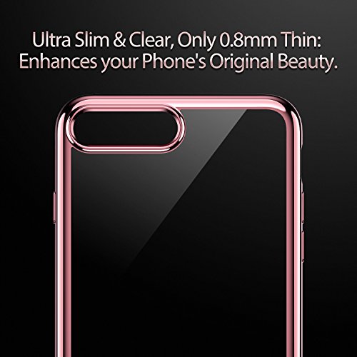 ESR Funda para iPhone 8 Plus/ 7 Plus Transparente Suave TPU Gel [Protección a Bordes y Cámara] [Compatible con Carga Inalámbrica] para iPhone 7 Plus iPhone 8 Plus 5.5" 2017- Oro Rosa