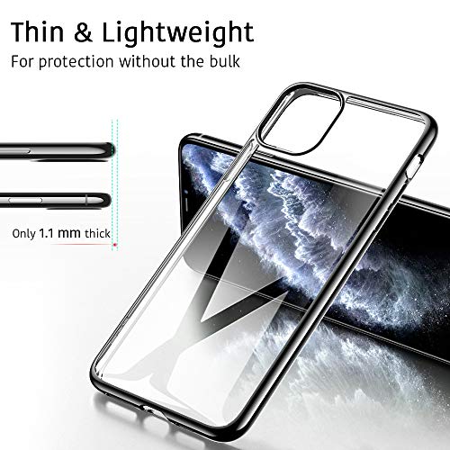 ESR Funda Transparente Serie Essential Zero para iPhone 11 Pro, Suave TPU Transparente, Funda Delgada de Suave Silicona para iPhone 11 Pro 5,8” (2019). Marco Negro.