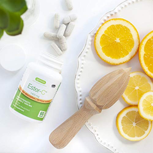 Ester-C 1400mg, Vitamina C 1000mg de alta absorción, 24 horas de soporte al sistema inmunológico, vegan, 60 comprimidos