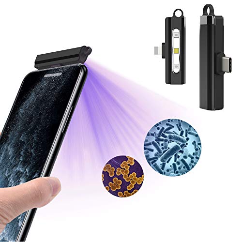 Esterilizador de luz UV USB portátil de desinfección ultravioleta lámpara de mano de esterilización para viajes, hogar y oficina, negro, Type-C