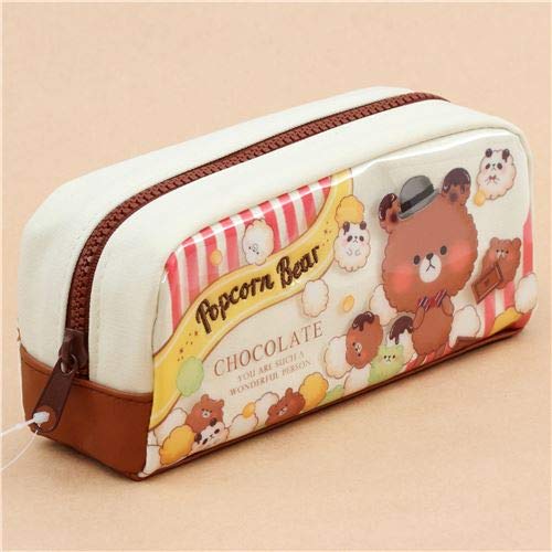 Estuche bolso lindo marrón crema chocolate palomitas oso panda de Japón