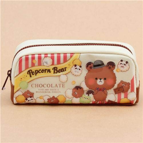 Estuche bolso lindo marrón crema chocolate palomitas oso panda de Japón