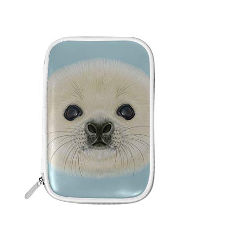 Estuche de lápices para la escuela Retrato ilustrado Harp Seal Pup Bolsas de cosméticos lindas para mujeres Estuche de lápices universitario Estuche de tren de maquillaje multifuncional para