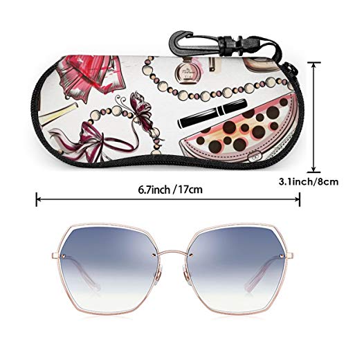Estuche de moda con zapatos de mujer dibujados a mano rosa lápiz labial perfume y otros cosméticos, estuche para gafas portátil, estuche para gafas con cerradura de llave