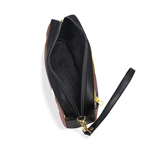 Estuche de piel sintética para lápices, con fondo de color marrón banana, para maquillaje, con cremallera, para niños, adolescentes, niños, niñas, hombres y mujeres