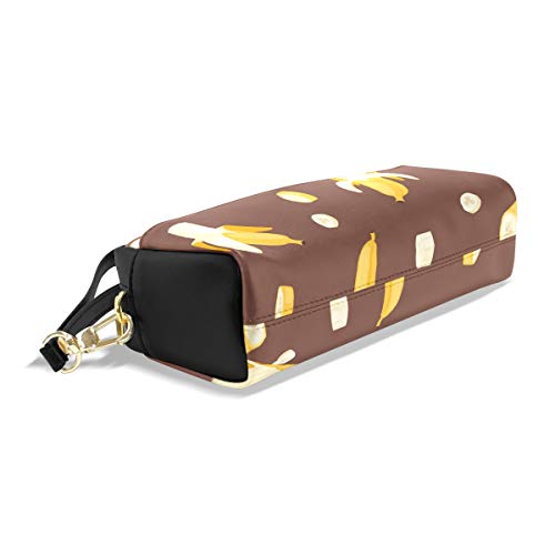 Estuche de piel sintética para lápices, con fondo de color marrón banana, para maquillaje, con cremallera, para niños, adolescentes, niños, niñas, hombres y mujeres