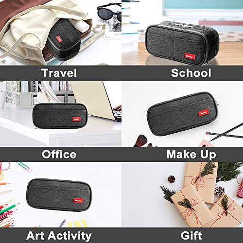 Estuche grande para lápices Estuches escolares de gran capacidad, portátil, papelería de oficina, útiles escolares, adecuado para estudiantes universitarios de secundaria, regalos(negro)