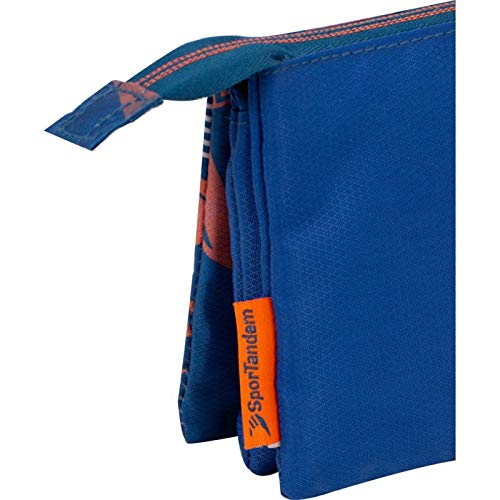 Estuche Organizador Escolar Valencia CF | Estuche C2 Tres Compartimentos, Estuche Triple de Gran Capacidad con Sistema de Cerradura con Cremallera Metalica Gruesa - Medidas 23 x 11 x 5 cm - Color Azul