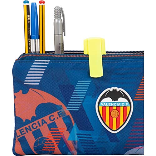 Estuche Organizador Escolar Valencia CF | Estuche C2 Tres Compartimentos, Estuche Triple de Gran Capacidad con Sistema de Cerradura con Cremallera Metalica Gruesa - Medidas 23 x 11 x 5 cm - Color Azul