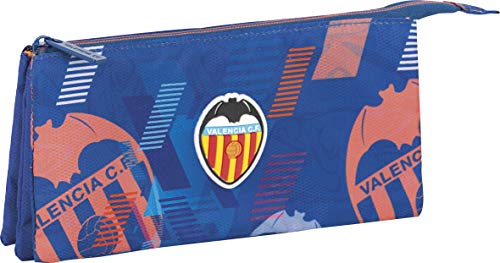 Estuche Organizador Escolar Valencia CF | Estuche C2 Tres Compartimentos, Estuche Triple de Gran Capacidad con Sistema de Cerradura con Cremallera Metalica Gruesa - Medidas 23 x 11 x 5 cm - Color Azul