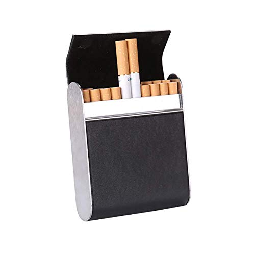 Estuche Para Cigarrillos, Estuche Para Cigarrillos De Cuero, Estuche Para Cigarrillos a Prueba De Agua, Portátil, Anticuado, Puede Contener 20 Cigarrillos, Negro, 9.5X8.2X2.1CM, Especialmente Práctico