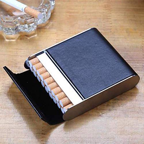 Estuche Para Cigarrillos, Estuche Para Cigarrillos De Cuero, Estuche Para Cigarrillos a Prueba De Agua, Portátil, Anticuado, Puede Contener 20 Cigarrillos, Negro, 9.5X8.2X2.1CM, Especialmente Práctico
