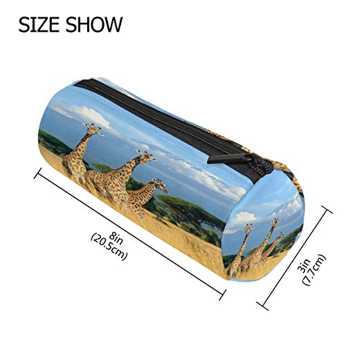 Estuche para lápices BIGJOKE con tres jirafas, bolsa con cremallera, organizador para brochas de maquillaje, para niñas, niños, escuela, estudiante, papelería, suministros de oficina