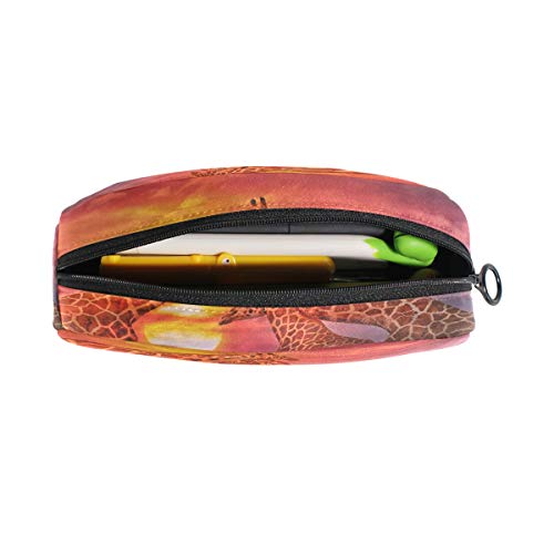 Estuche para lápices BIGJOKE, diseño de jirafa africana, con cremallera, bolsa para brochas de maquillaje, bolsa para niñas, niños, adolescentes, adultos, escuela, estudiante, oficina, suministros