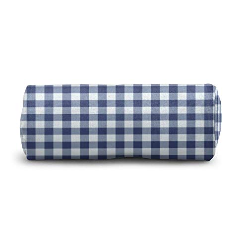 Estuche para lápices, color azul oscuro y blanco Vichy Plaid Pen Papelería, bolsa de cosméticos, bolsa de cosméticos, bolsa cilíndrica para estudiantes, oficina, universidad